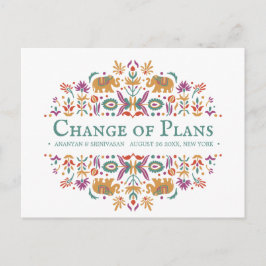 FÖRÄNDRING AV PLANER I Bröllop I Flower Elephant Meddelande Vykort