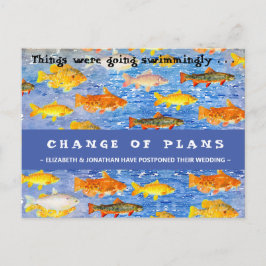 Förändring av planerna på simning School of Fish P Vykort