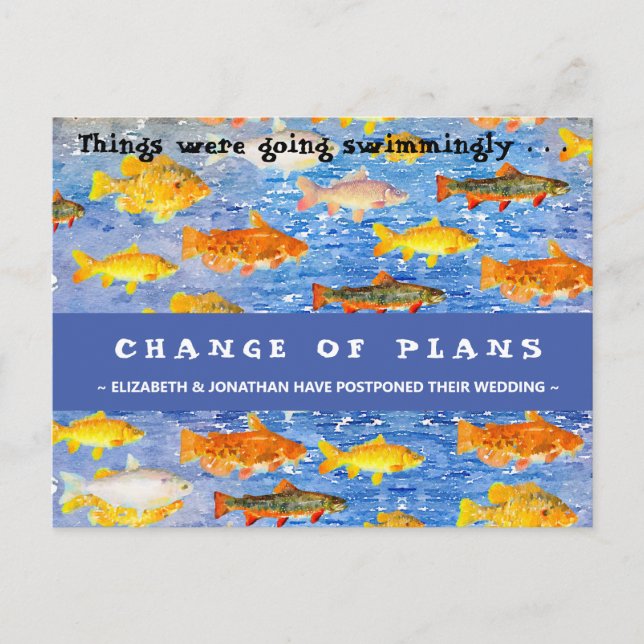 Förändring av planerna på simning School of Fish P Vykort (Framsida)