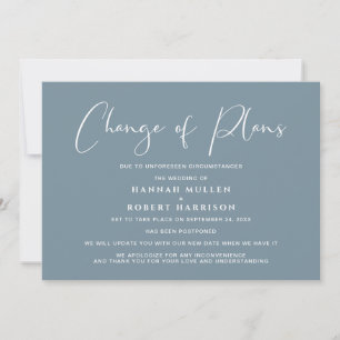 Förändring av planerna Uppställning Dammig blå Meddelande