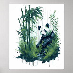 Förändring av vattenfärgsanda i en Bamboo-skog Poster