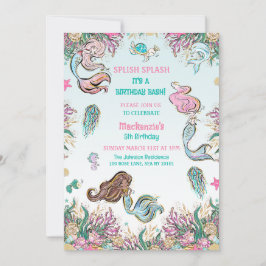 Förändring under Födelsedagsfesten Sjöjungfru av h Inbjudningar