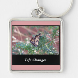 Förändringar i livstid för inspirerande gåvor fyrkantig silverfärgad nyckelring