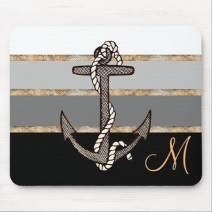 Föranka och räv (svart övertoning med monogram) musmatta