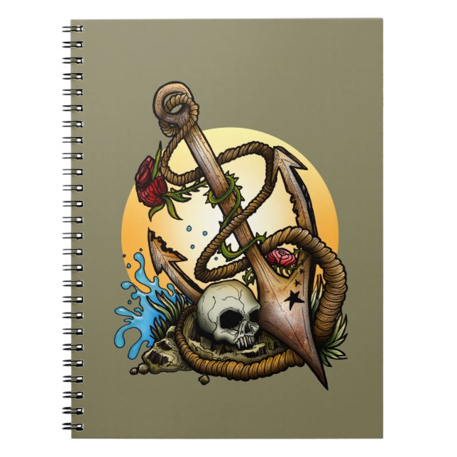 Förankrad Anteckningsbok Med Spiral (Framsidan)