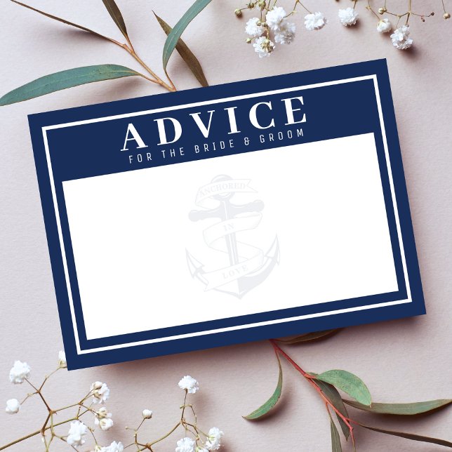 Förankrad i Kärlek Blue Anchor Bröllop Advice Tilläggskort (Anchored in Love Blue Anchor Wedding Advice Enclosure Card
)
