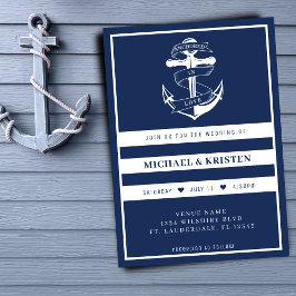 Förankrad i Kärlek Nautical Blue Anchor Bröllop Inbjudningar