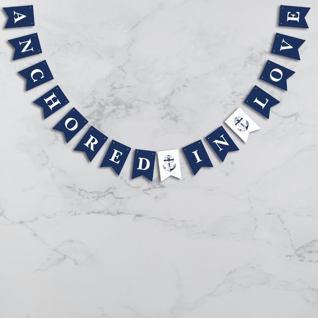Förankrad i Kärlek Nautical Blue Anchor Bröllop Vimplar (Skapare uppladdad)