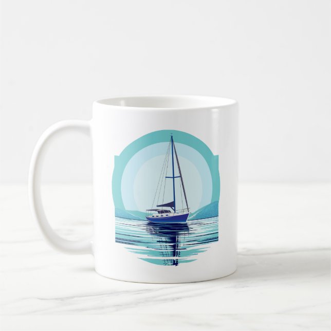 Förankrad segelbåt kaffemugg (Vänster)