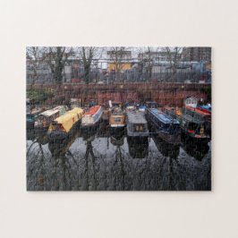Förankrad smal båt reflektion Little Venice London Pussel