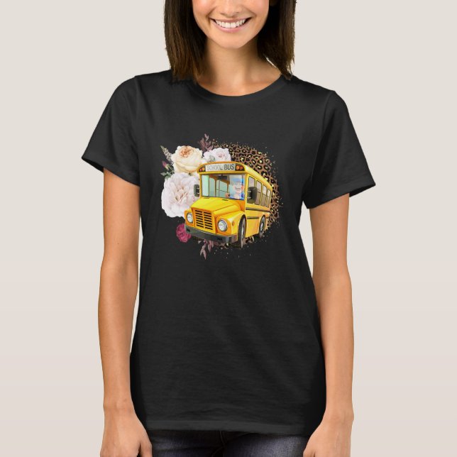 Förarblommor i Buss Leopard Cute Women Manar T Shirt (Framsida)