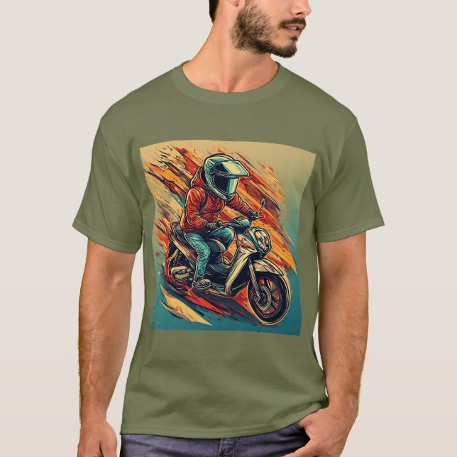 Förare på scooter i rörelse t shirt (Framsida)