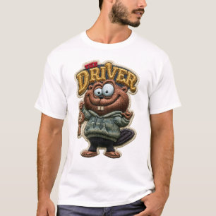 Förarens Roliga Bäver Broderade Lapp Stil T Shirt