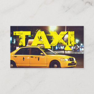 Förarhyttbil i gult i TAXI i ljus taxi Visitkort