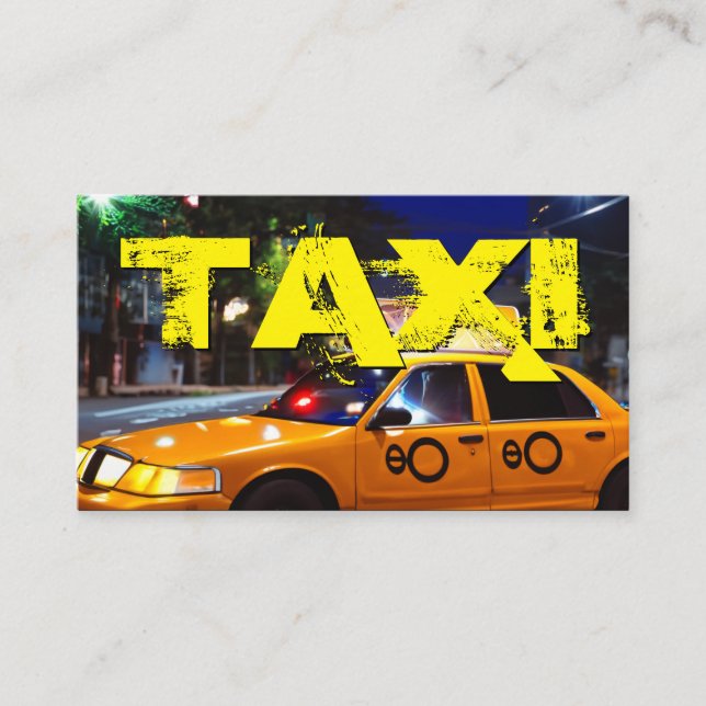 Förarhyttbil i gult i TAXI i ljus taxi Visitkort (Framsida)