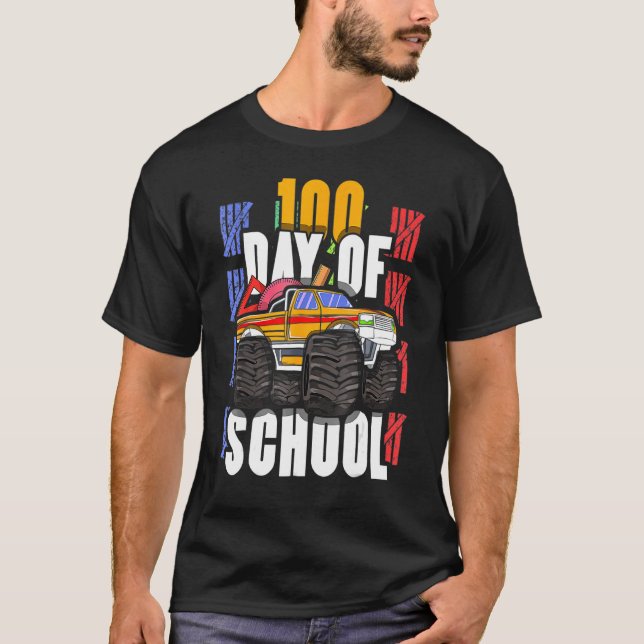 Förarmonster Lastbil Student 100 dagars 100 dagar T Shirt (Framsida)