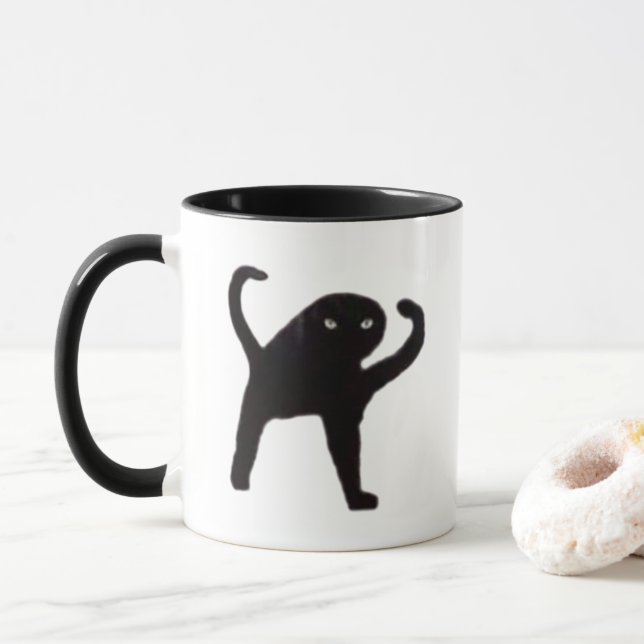 Förbannad Katt Meme Mugg Dubbelsidig (Med munk)