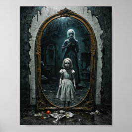 Förbannat barn i en demonisk spegel poster
