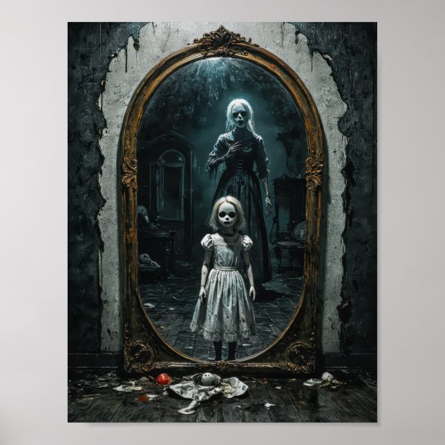 Förbannat barn i en demonisk spegel poster (Framsidan)