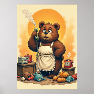 Förbannat Mamma Frustrerad Föräldrasticker Kaos Ko Poster