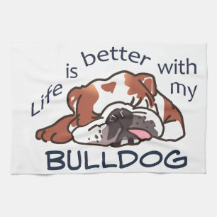Förbättra med bulldoggen kökshandduk