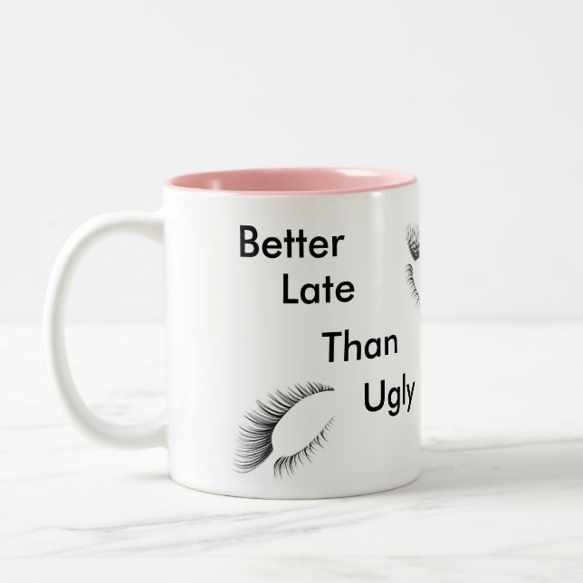 Förbättra sent än den fula muggen Två-Tonad mugg (Vänster)