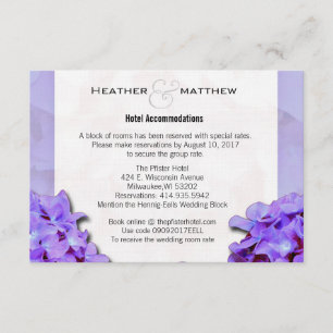 Förbehåll för rumsrum i Lavander Hydrangeas Tilläggskort