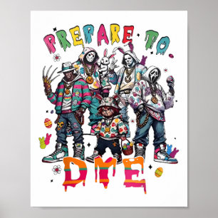 Förbered dig på Retro Dye Horror Påskhare Påsk me Poster