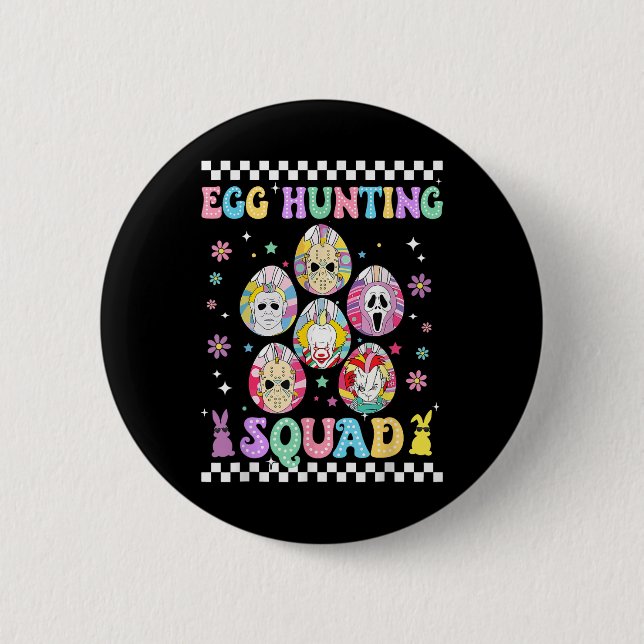 Förbered Groovy Dye Horror Egg Hunting Squ. Knapp (Framsida)