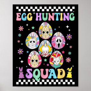 Förbered Groovy Dye Horror Egg Hunting Squ. Poster