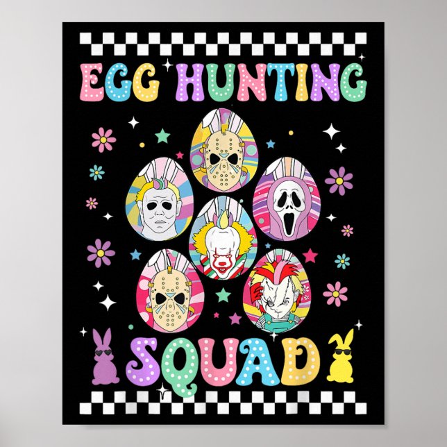 Förbered Groovy Dye Horror Egg Hunting Squ. Poster (Framsidan)