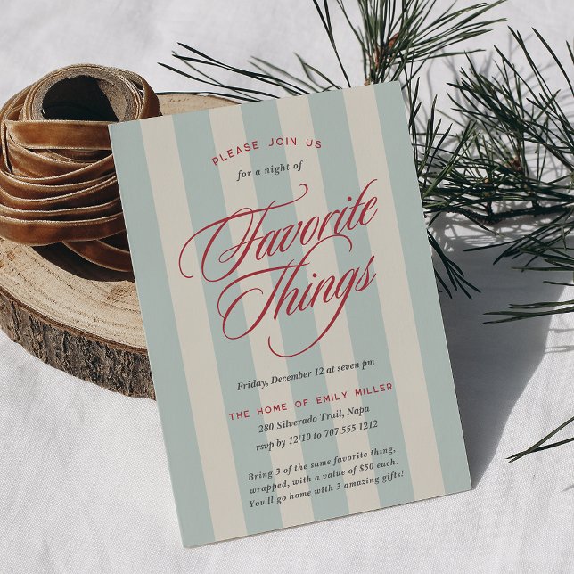 Förbered Stripe Holiday Favorite Things-fest Inbjudningar (Skapare uppladdad)