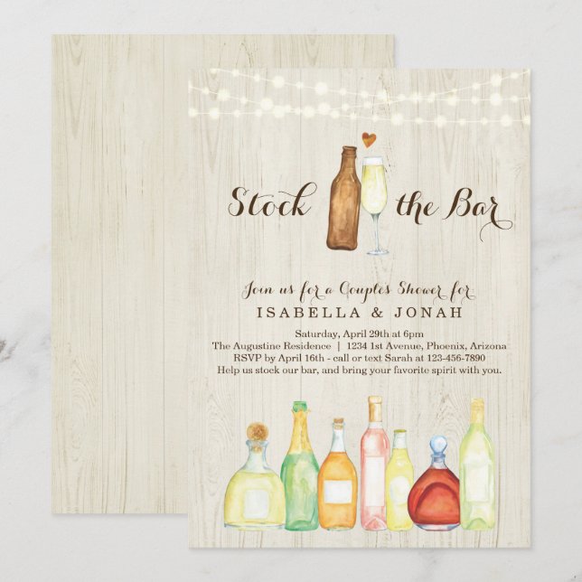 Förbereda baren för parfesten Förlovning Inbjudningar (Fram/baksida)