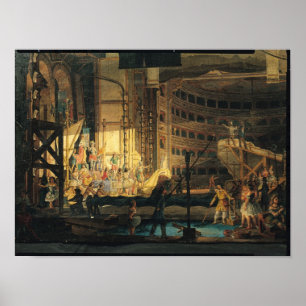 Förbereda scenen i en teater poster