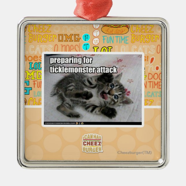 Förbereda sig för Ticklemonster attack Julgransprydnad Metall (Framsidan)