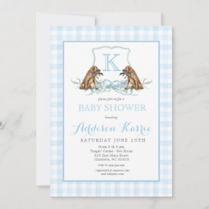 Förberedande ankstekt Rutig Vapen Baby Shower Inbj Inbjudningar