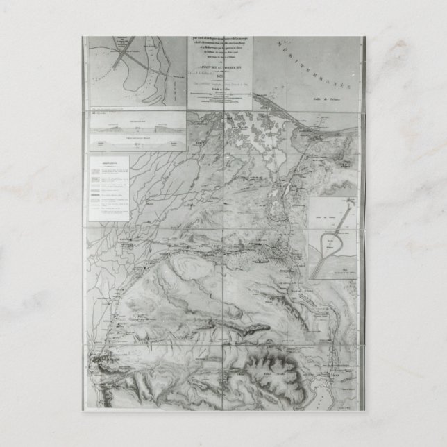 Förberedande Karta vid Suezkanalen 1855 Vykort (Framsida)