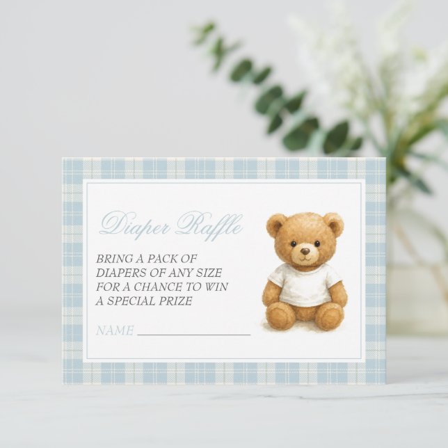 Förberedande Teddybjörn Baby Shower Blöja Lotteri Tilläggskort (Stående Fram)
