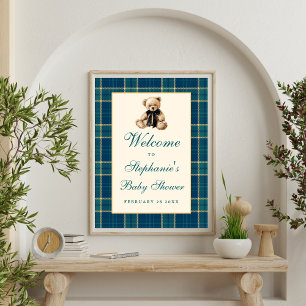 Förberedd Vintage Teddybjörn Baby Shower Välkomsts Poster