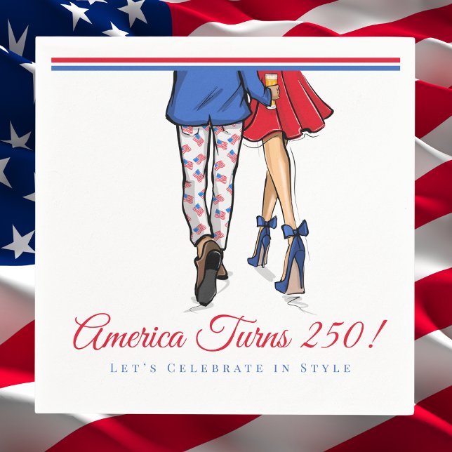 Förberedda Patriotiska Par Amerika 250-årsdag Pappersservett (Skapare uppladdad)