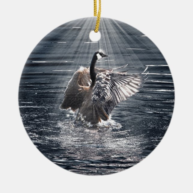 Förberedelse, Flimmer Vild Kanada Goose Design Julgransprydnad Keramik (Framsidan)