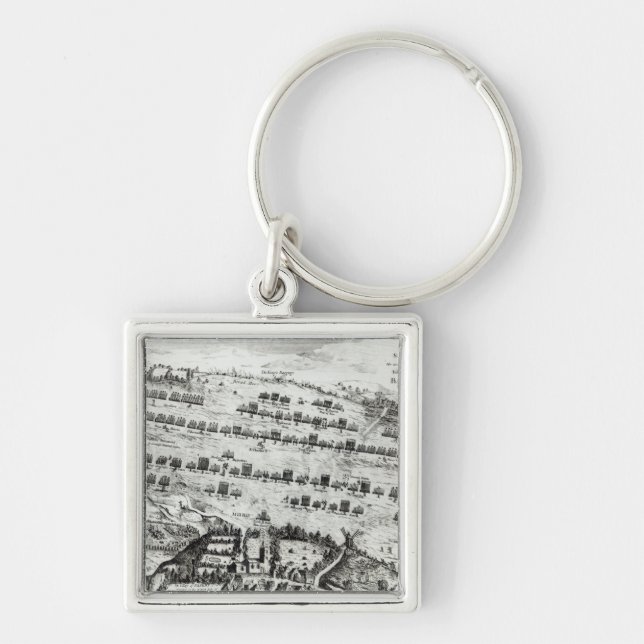 Förberedelse för striden av Naseby Fyrkantig Silverfärgad Nyckelring (Framsidan)