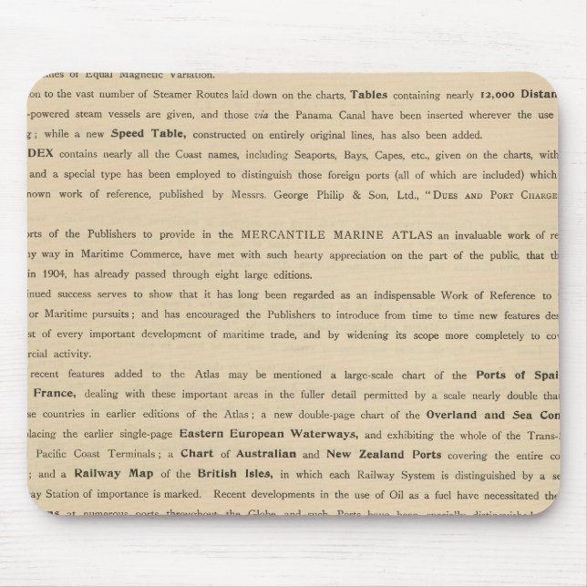 Förberedelse Ny marin atlas för merkantil Musmatta (Framsidan)