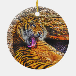 Förberedelse Sumatran Tiger Big Cat Wildlife Art Julgransprydnad Keramik