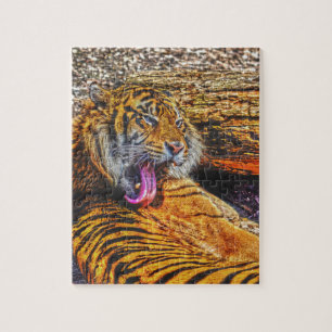 Förberedelse Sumatran Tiger Big Cat Wildlife Art Pussel