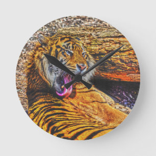 Förberedelse Sumatran Tiger Big Cat Wildlife Art Rund Klocka