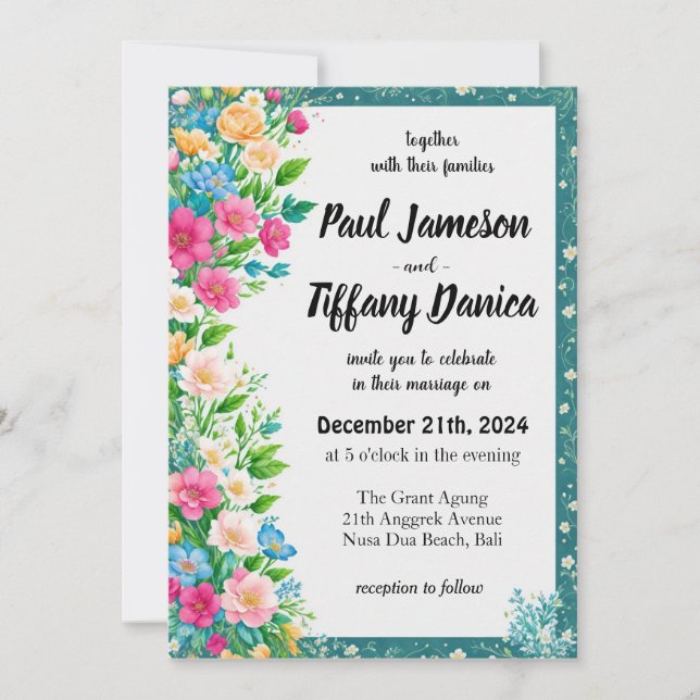 Förberedelsen av bröllop gjordes enkel inbjudningar (Framsida)