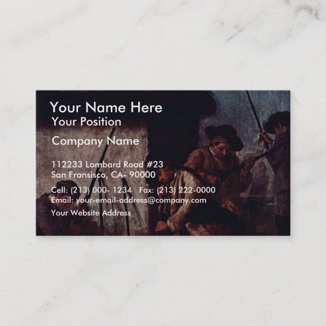 Förberedelsen av vapnen" vid Longhi Pietro Visitkort (Framsida)