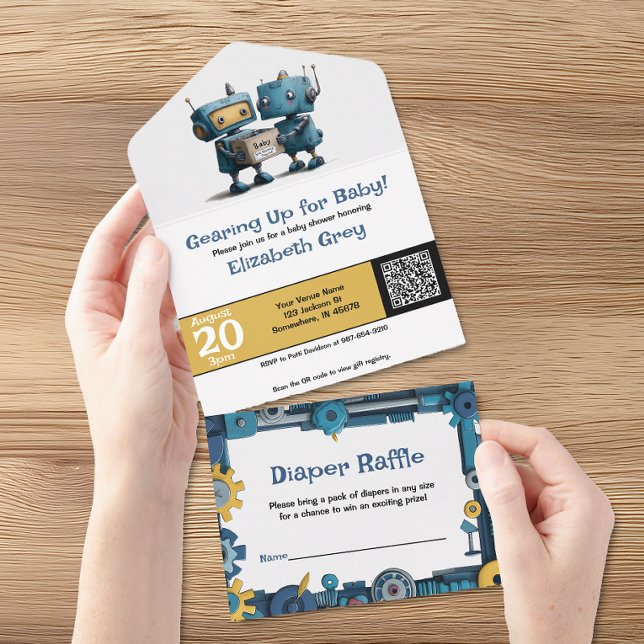 Förbereder oss för Baby – Robot Baby Shower Inbjud (Skapare uppladdad)
