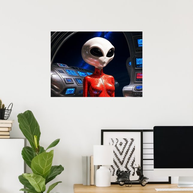 Förbereder sig för flyg AI Alien Art  Affisch (Hemmakontoret)